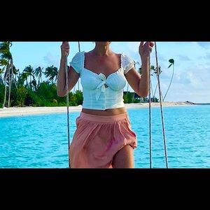 Princess Polly White Eloise Cropped Peasant Top S